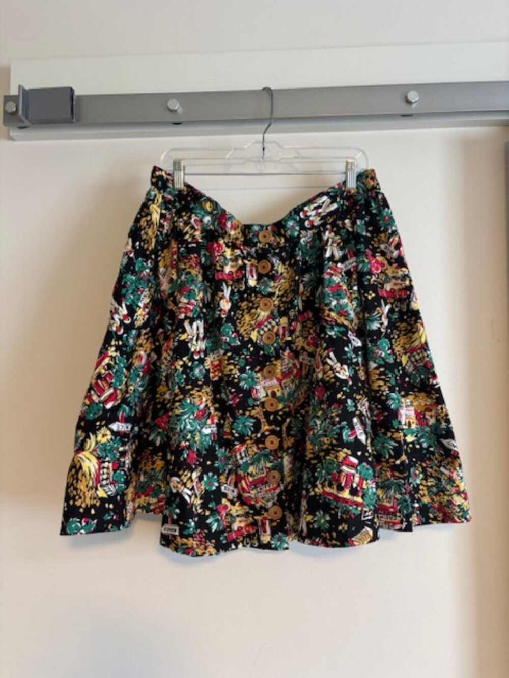 Hell Bunny Vixen Circle Skirt Black French Riviera Print Women’s Pinup